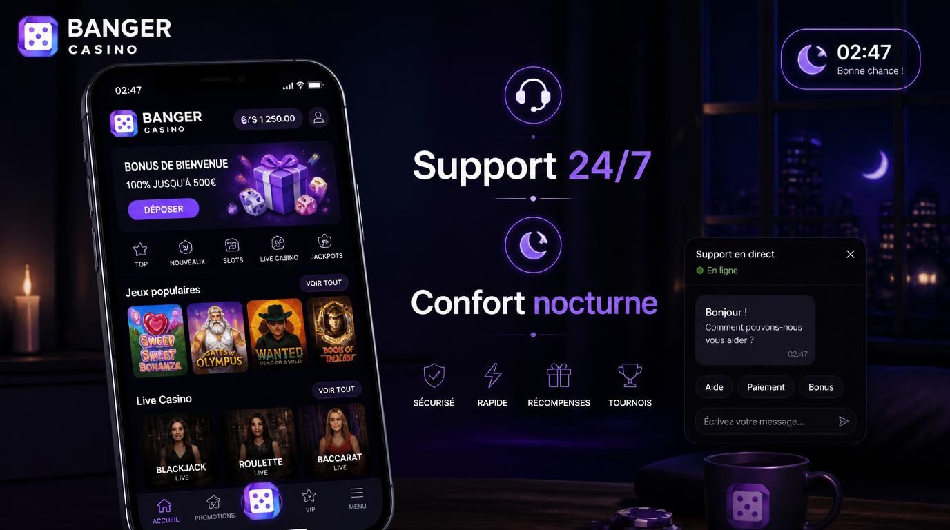 Interface sombre pour sessions nocturnes mobiles
